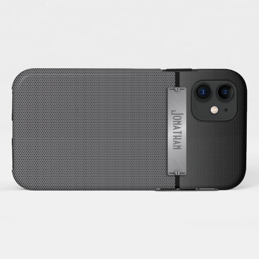 男らしい灰色の金属の鎖の一見のモノグラム Case-Mate iPhoneケース (裏面(横))