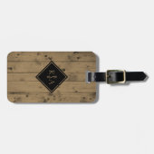 男らしくモノグラムのなイニシャル|の素朴な木製の板 ラゲッジタグ (正面横)