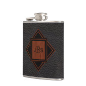 男らしくモノグラムのな|革木製の穀物の一見 フラスク (左)