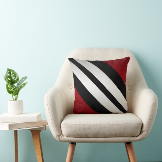 男らしく赤く黒い灰色のストライプのデザイン クッション (椅子)