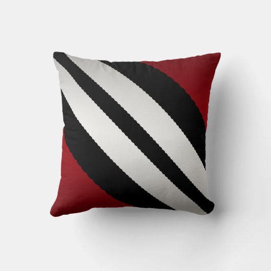 男らしく赤く黒い灰色のストライプのデザイン クッション (裏面)