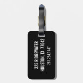 男らしく黒くシンプルでカスタムな荷物のラベル ラゲッジタグ (裏面縦)