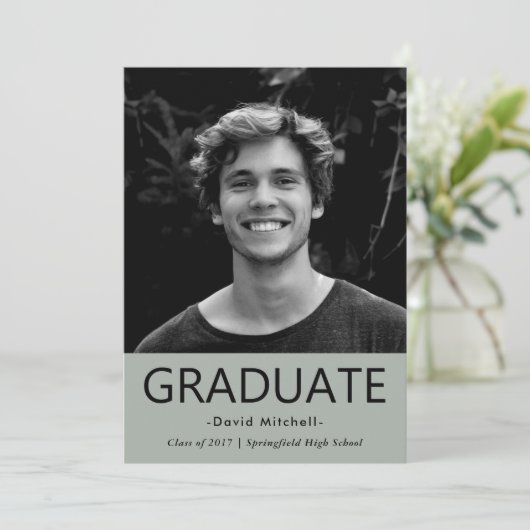 男らしグレー卒業パーティー|写真 招待状 (スタンド正面)