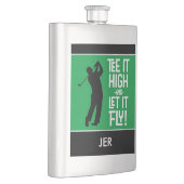 男らしゴルファーT型引用文モノグラムのブラックグリーン フラスク (右)