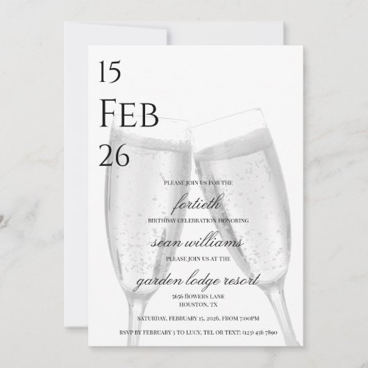 男らしシャンパン40歳の誕生日パーティー 招待状 (正面)