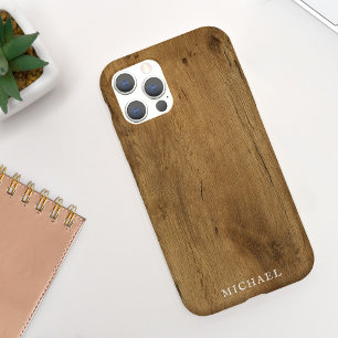 男らしパーソナライズされた素朴名を付けた木材 iPhone 11 ケース