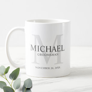 男らしパーソナライズされたMonogramとName Groomsmen コーヒーマグカップ