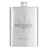男らしパーソナライズされたMonogramとName Groomsmen フラスク (正面)