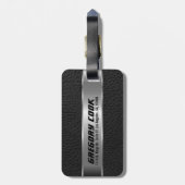 男らしブラックフェイクレザー&シルバールック3 ラゲッジタグ (裏面縦)