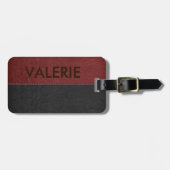 男らしブラック&レッドヴィンテージレザーフェイクズ ラゲッジタグ (正面横)