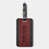 男らしブラック&レッドヴィンテージレザーフェイクズ ラゲッジタグ (裏面縦)