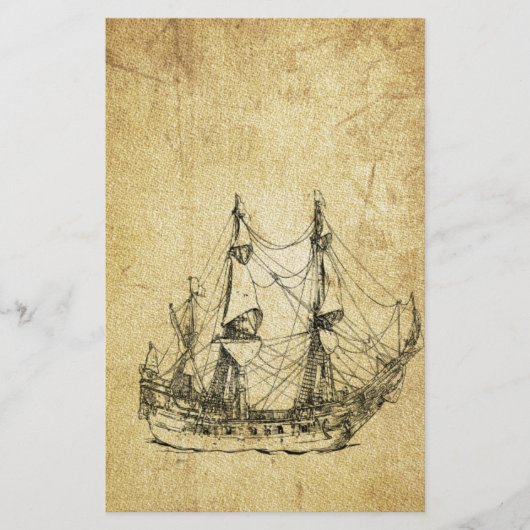 男らしヴィンテージ航海の階級の古代船 便箋 (正面)