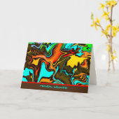 男らし抽象芸術茶カラフルモダン空白の色 カード (黄色い花)