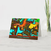 男らし抽象芸術茶カラフルモダン空白の色 カード (正面)