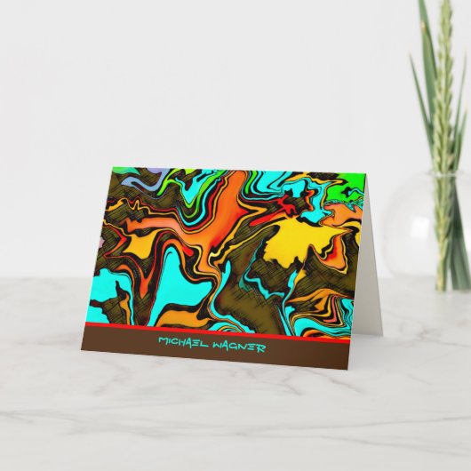 男らし抽象芸術茶カラフルモダン空白の色 カード (正面)