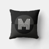 男らし白黒幾何モノグモダンラム クッション (裏面)