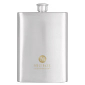 男らし金ゴールドパーソナライズされたGroomsmen フラスク (正面)