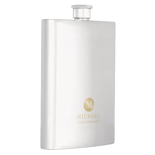 男らし金ゴールドパーソナライズされたGroomsmen フラスク (右)