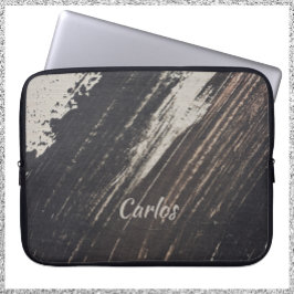 男らし黒モダンとベージュ絵を描の線 ラップトップスリーブ