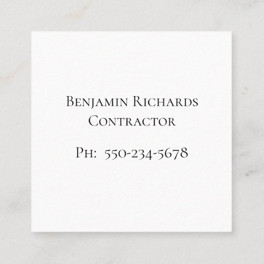 男らしGray on Black Texture Business Card スクエア名刺 (裏面)