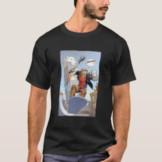 男をリーフィッティング・スクープに固定する Tシャツ