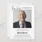 男エレガントおもしろい子93歳の誕生日 招待状 (正面)