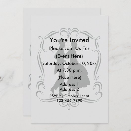 男エレガントと女のシルエットパーティー 招待状 (正面/裏面)