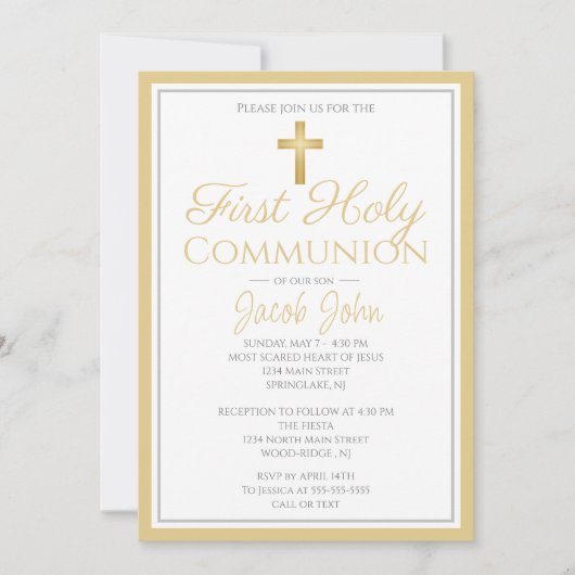 男エレガントの子のための最初の聖餐式招待状 招待状 (正面)