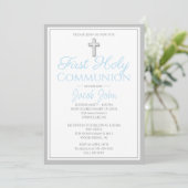 男エレガントの子のための最初の聖餐式招待状 招待状 (スタンド正面)