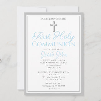 男エレガントの子のための最初の聖餐式招待状 招待状