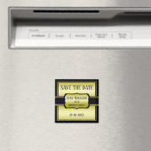 男エレガントの金ゴールドと黒の誕生日日付を保存 マグネット (インサイチュ (食洗機))