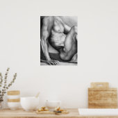 男エレガントヌード手描きスケッチウォールアート ポスター (キッチン)