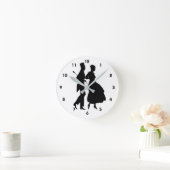 男エレガント女のシルエット ラウンド壁時計 (ホーム)