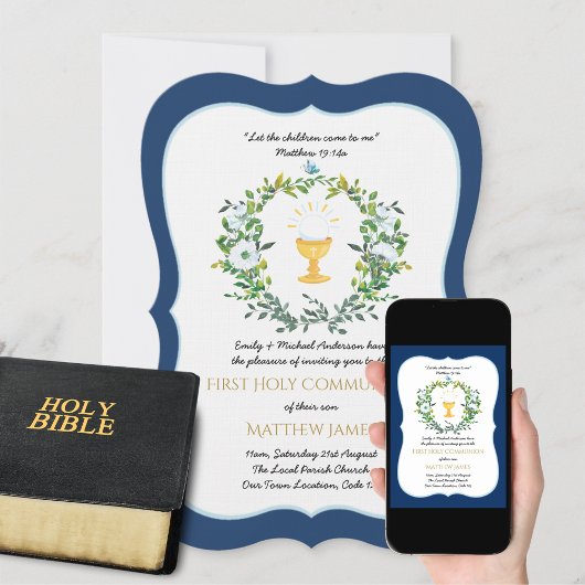 男エレガント子海軍フローラ第一聖餐式 招待状