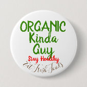 男オーガニック生鮮食品の丸いボタンピン 缶バッジ (正面)