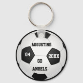 男カスタマイズ子と女の子のためのサッカーの贈り物 キーホルダー (裏面)