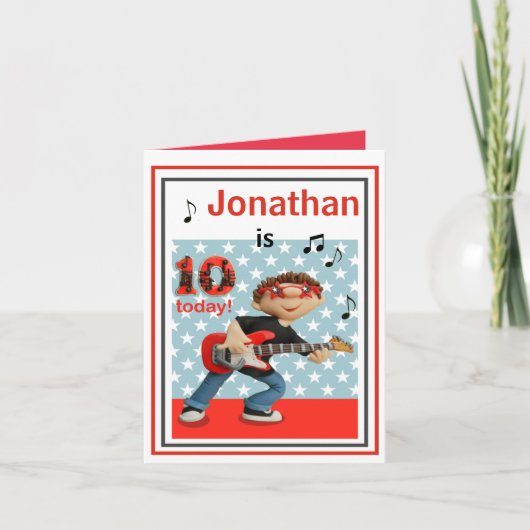 男カスタマイズ子10誕生日カード – ロックアンドロール カード (正面)