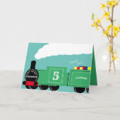 男カスタムの子5歳の誕生日の列車 カード (黄色い花)