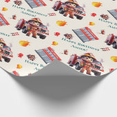 男カスタム子用かわいい3D消防車 | ラッピングペーパー (角)