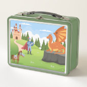 男カッコいい子のドラゴン愛好家の名前を追加 メタルランチボックス (正面)