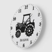 男カッコいい子の子の部屋トラクター名を追加 ラージ壁時計 (傾斜)