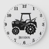 男カッコいい子の子の部屋トラクター名を追加 ラージ壁時計 (正面)