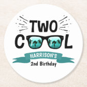 男カッコいい子二人の誕生日 ラウンドペーパーコースター (正面)