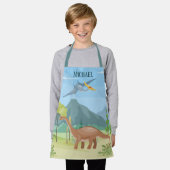 男カッコいい子恐竜の名前 エプロン (着用した状態)