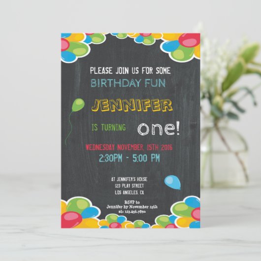 男カラフル子用誕生日招待状 招待状 (スタンド正面)