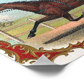 男カーホイール上の馬に乗るヴィンテージ競馬 ポスター (角)