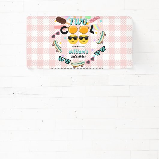 男クールの子かわいい夏の甘いクール2歳の誕生日 横断幕 (インサイチュ)