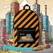 男クールの子の建築ディガーのトラック名を追加 プリントバックパック