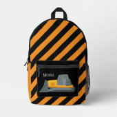 男クールの子の建築ディガーのトラック名を追加 プリントバックパック (正面)