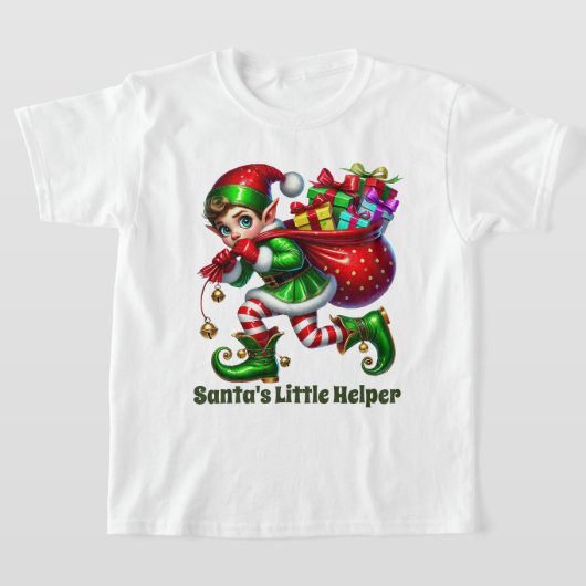 男クールの子サンタの小さなヘルパー Tシャツ (レイダウン)